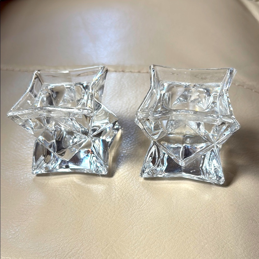 Starred Glass Candle Holders